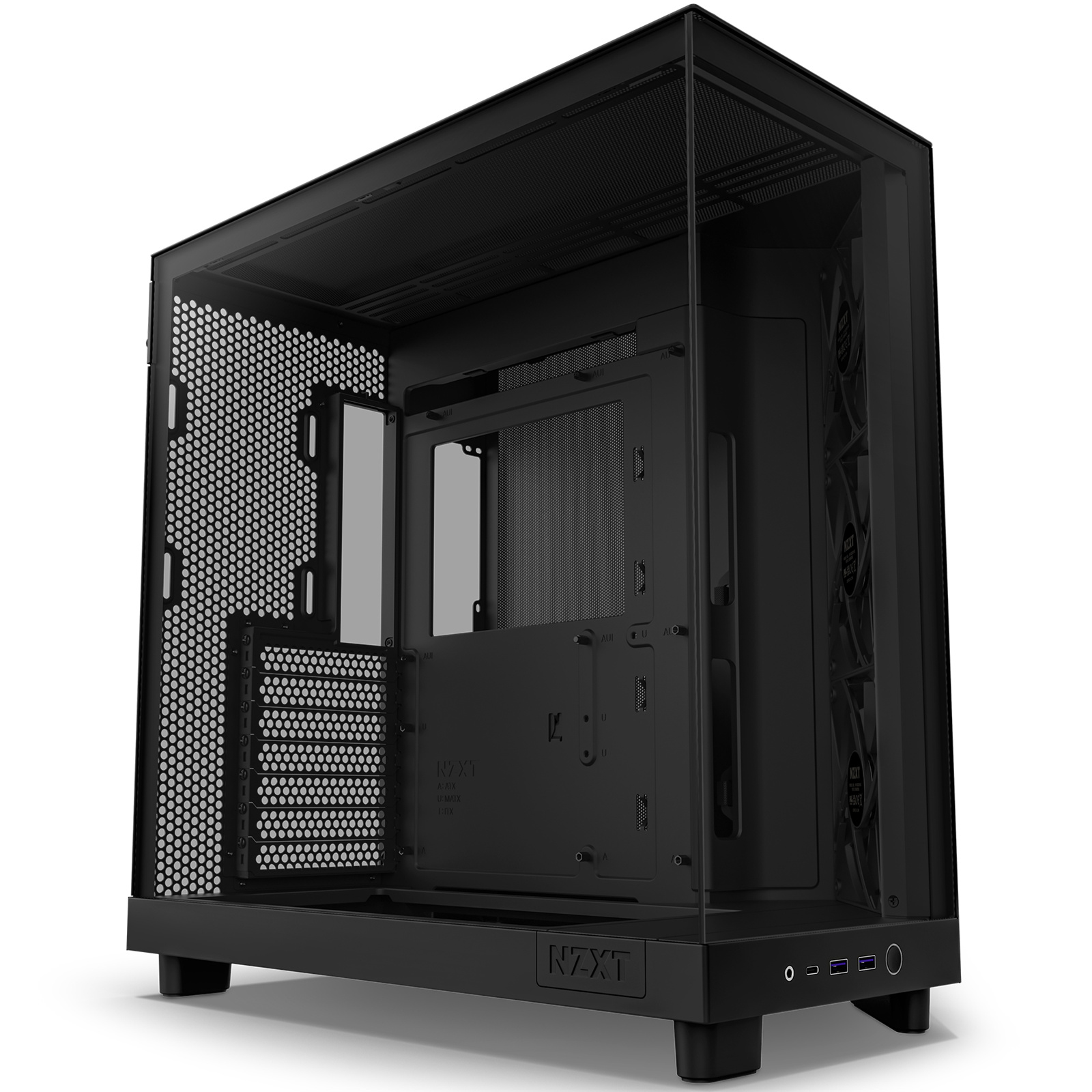 NZXT H6 Flow Black ATX MidTower Gaming Case Tempered Glass Dual Chamber Front 3x 120mm Fans Pre-Installed CPU Cooler Support Upto 163mm GPU Support Upto 365mm 7x PCI 360mm Radiator Supported Front I/O: 2x USB 1x Type C HD Audio