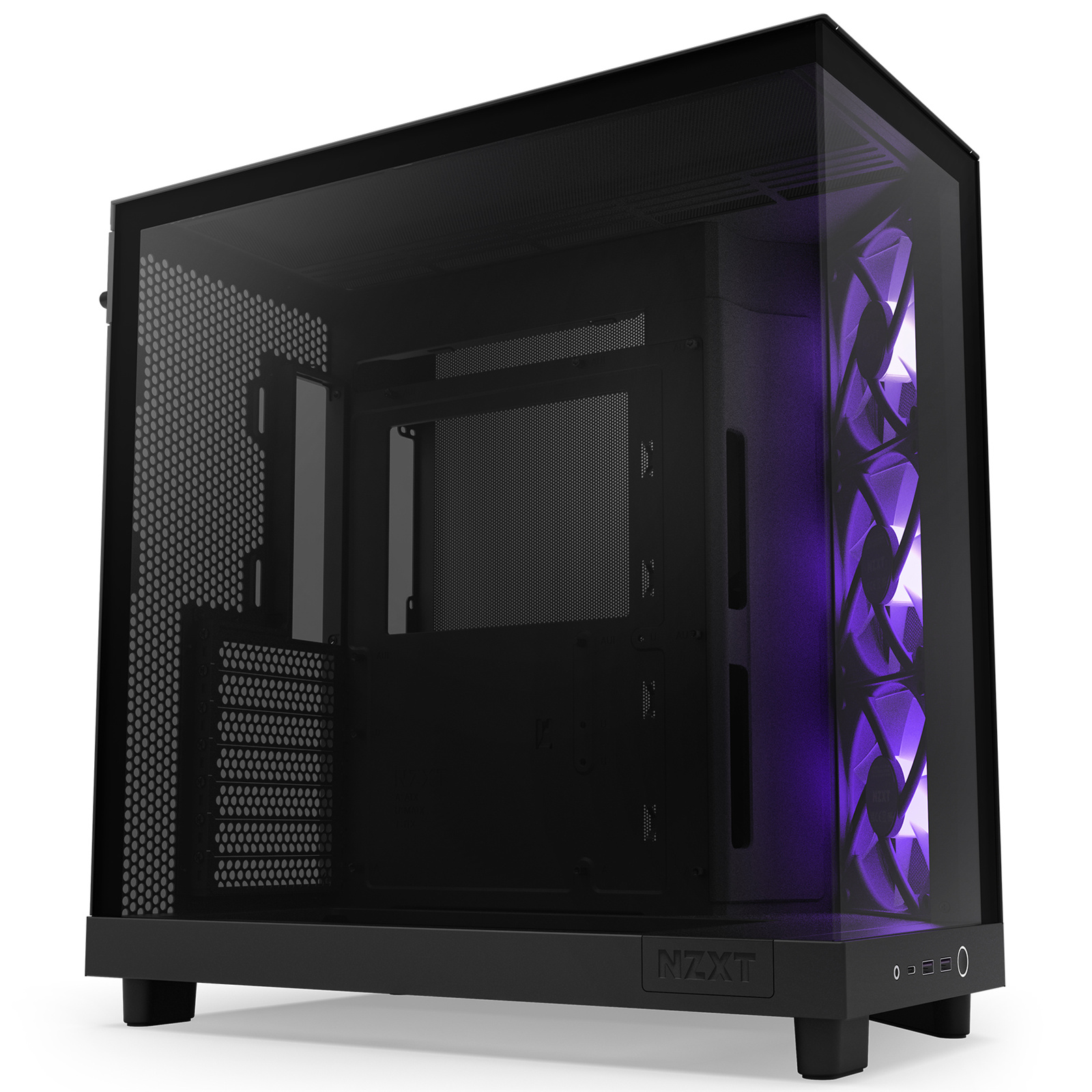 NZXT H6 Flow RGB Black ATX MidTower Gaming Case Tempered Glass Dual Chamber Front 3x120mm RGB Fans Pre-Installed CPU Cooler Support Upto 163mm GPU Support Upto 365mm 7x PCI 360mm Radiator Supported Front I/O: 2x USB 1x Type C HD Audio