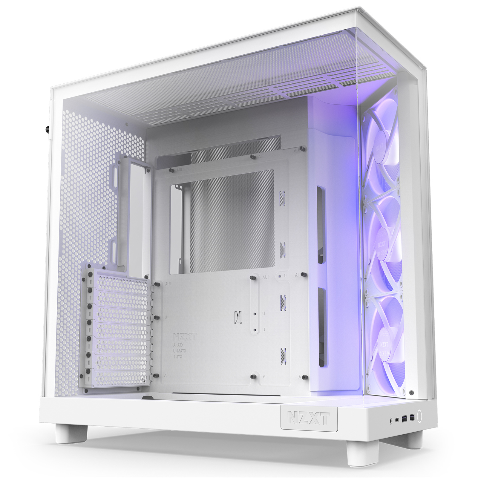 NZXT H6 Flow RGB White ATX MidTower Gaming Case Tempered Glass Dual Chamber Front 3x120mm RGB Fans Pre-Installed CPU Cooler Support Upto 163mm GPU Support Upto 365mm 7x PCI 360mm Radiator Supported Front I/O: 2x USB 1x Type C HD Audio