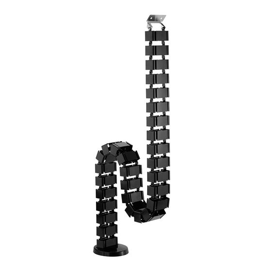 BRATECK Deluxe Cable Management Spine. Great for Height Adjustable Sit-Stand Desk or Stationary Desk Cable Management. Dims 1300x67x35mm Spine Consists of 30 Removable Pieces. Weighted Base. Black Color