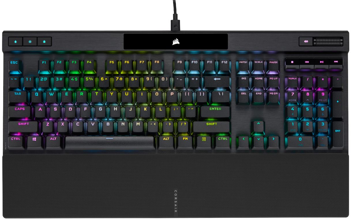 CORSAIR K70 RGB PRO MECHANICAL GAMING KEYBOARD BACKLIT RGB LED CHERRY MX SPEED SILVER BLACK BLACK PBT KEYCAPS