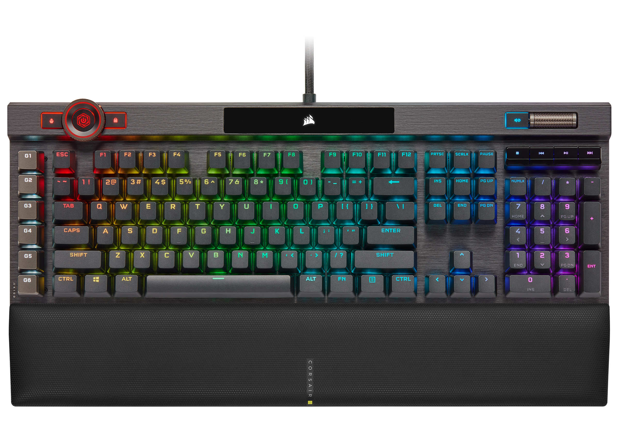 CORSAIR K100 RGB OPTICAL-MECHANICAL GAMING KEYBOARD BACKLIT RGB LED CORSAIR OPX RAPIDFIRE BLACK BLACK PBT KEYCAPS