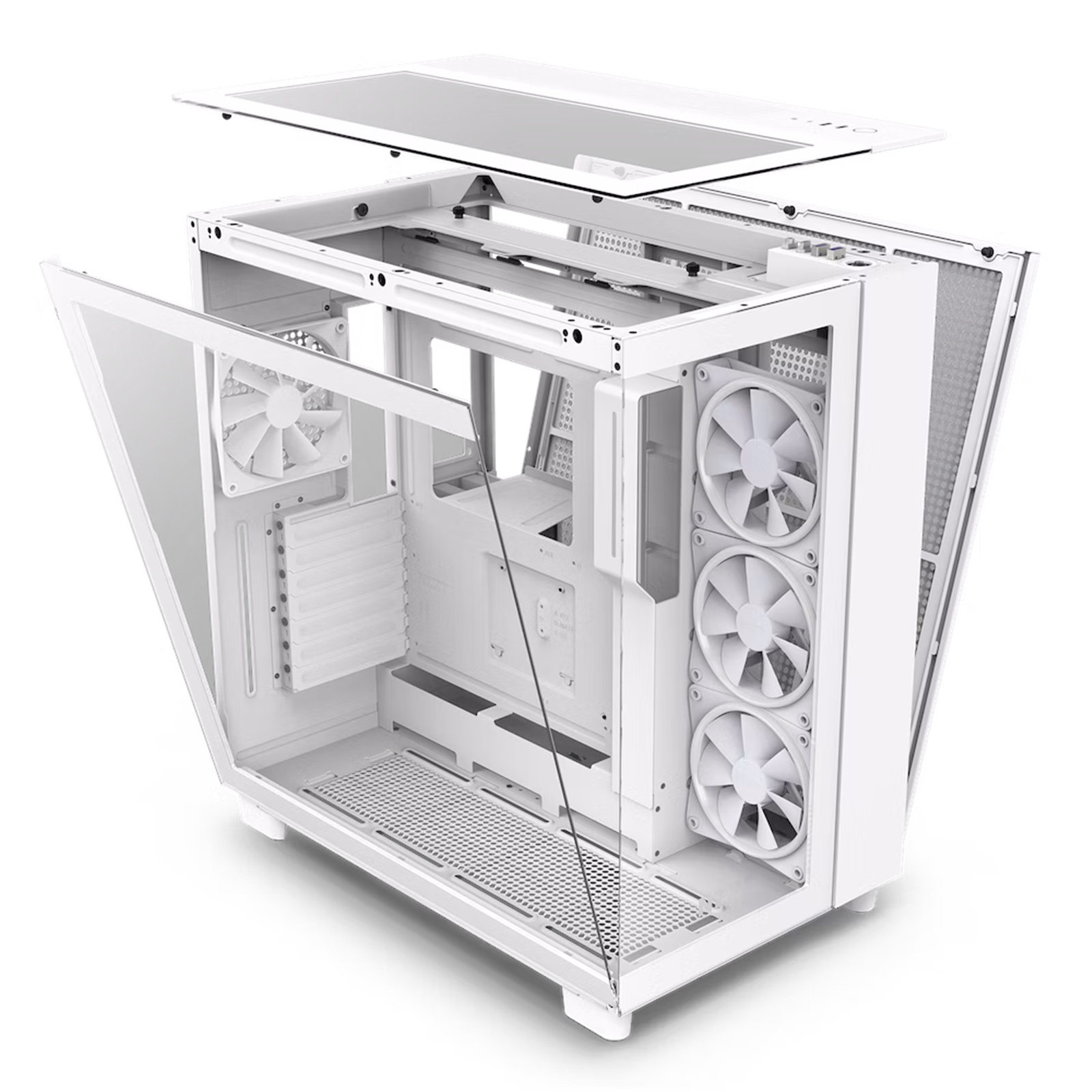 NZXT H9 Elite Edition ATX MidTower Gaming Case Tempered Glass White 3XA-RGB Fan and Controller Pre-installed CPU Cooler Support Upto 165mm GPU Support Upto 435mm 360mm Radiator Supported 7XPCI Slot Front I/O: 2X USB 1XType C 1XHD Audio.