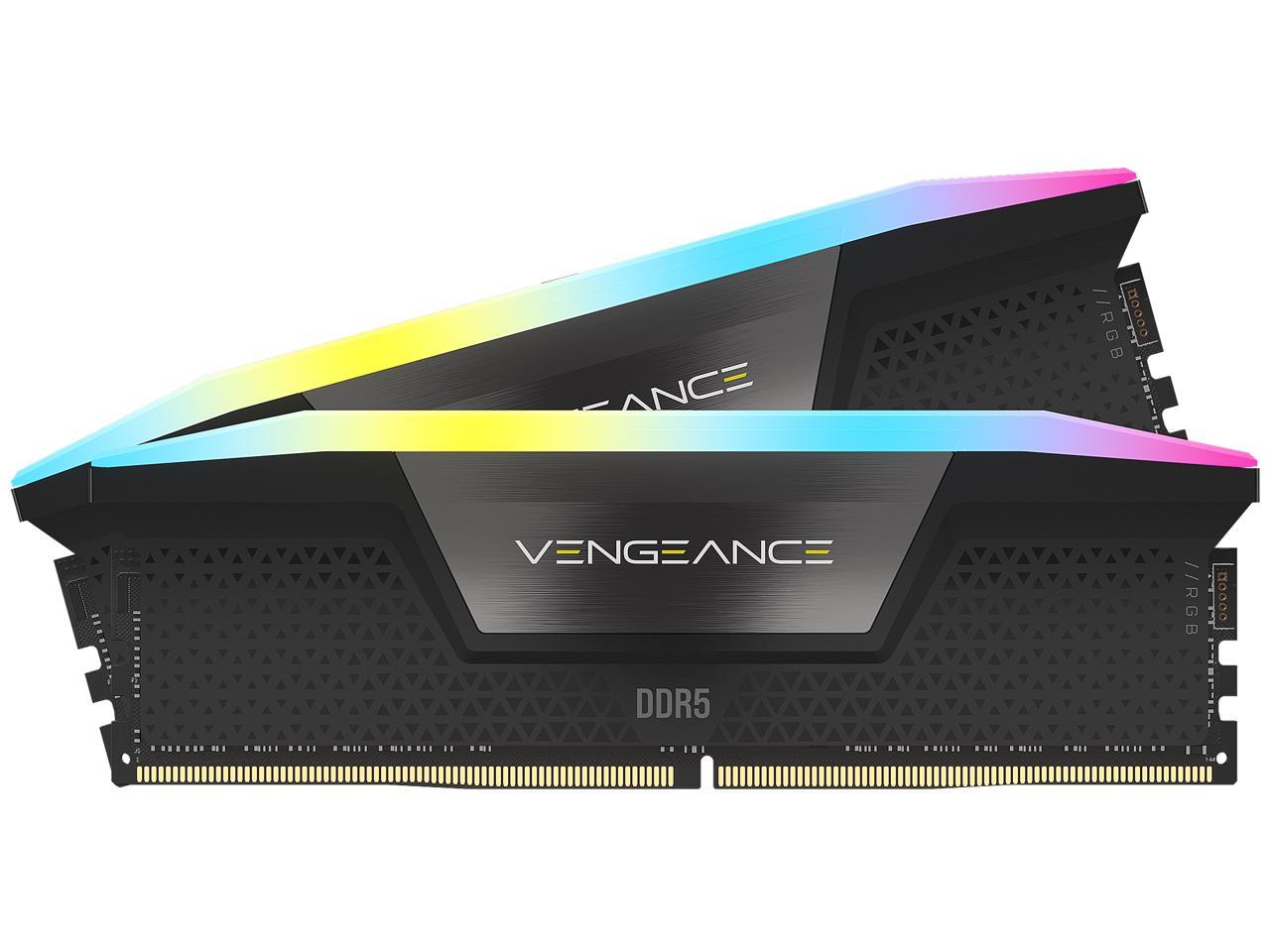 CORSAIR DDR5, 5600MT/s 32GB 2x16GB DIMM, Unbuffered, 40-40-40-77, AMD EXPO, VENGEANCE RGB DDR5 Grey Heatspreader, RGB LED, 1.25V
