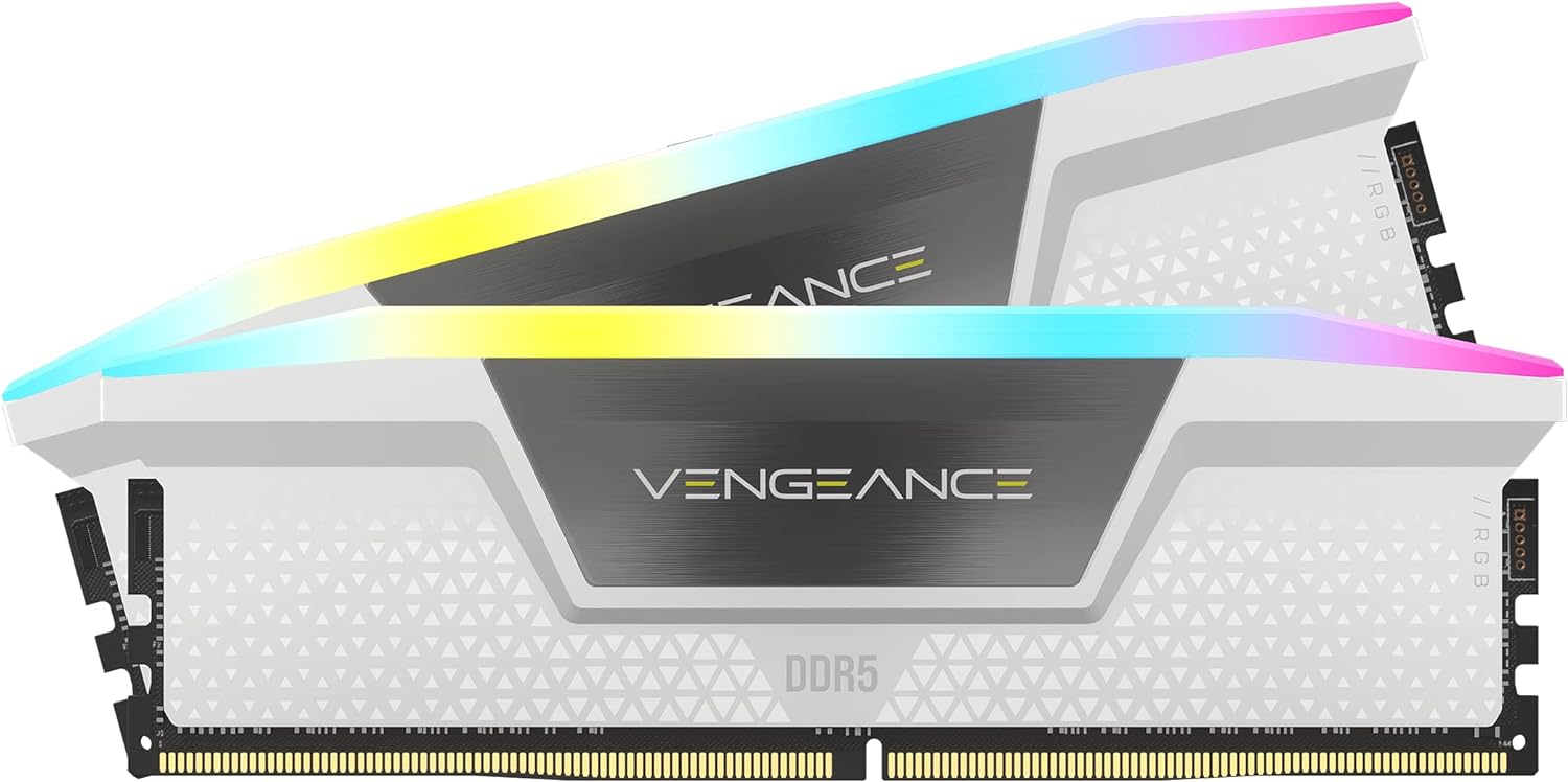 CORSAIR VENGEANCE RGB 6400MT/s 32GB 2x16GB DDR5 DIMM Unbuffered 36-48-48-104,XMP 3.0 WHITE HEATSPREADER