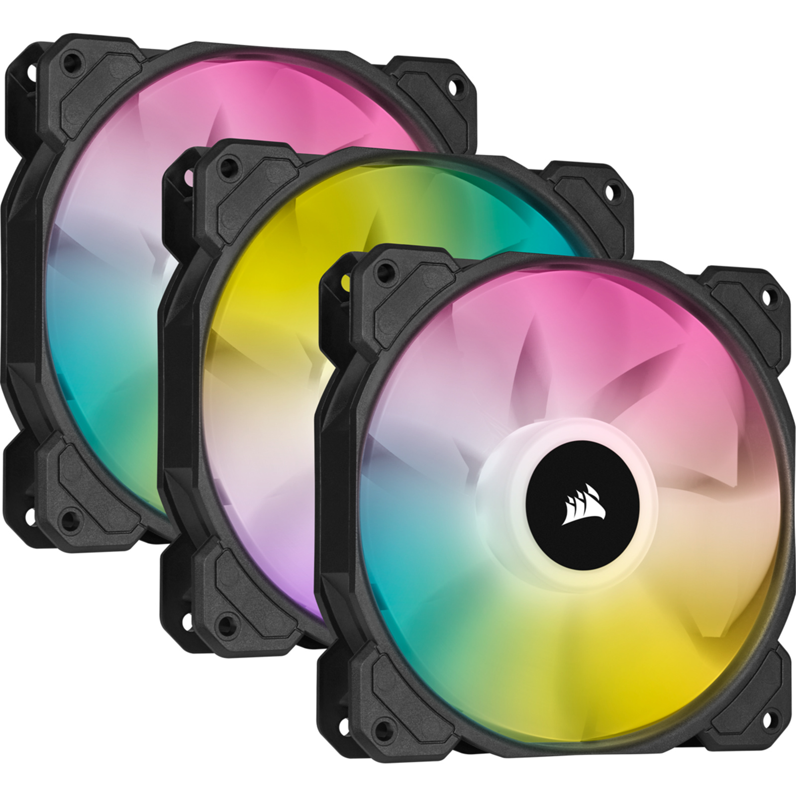 Corsair SP Series SP120 RGB ELITE 120mm RGB LED Fan with AirGuide 3 Pack with Lighting Node CORE