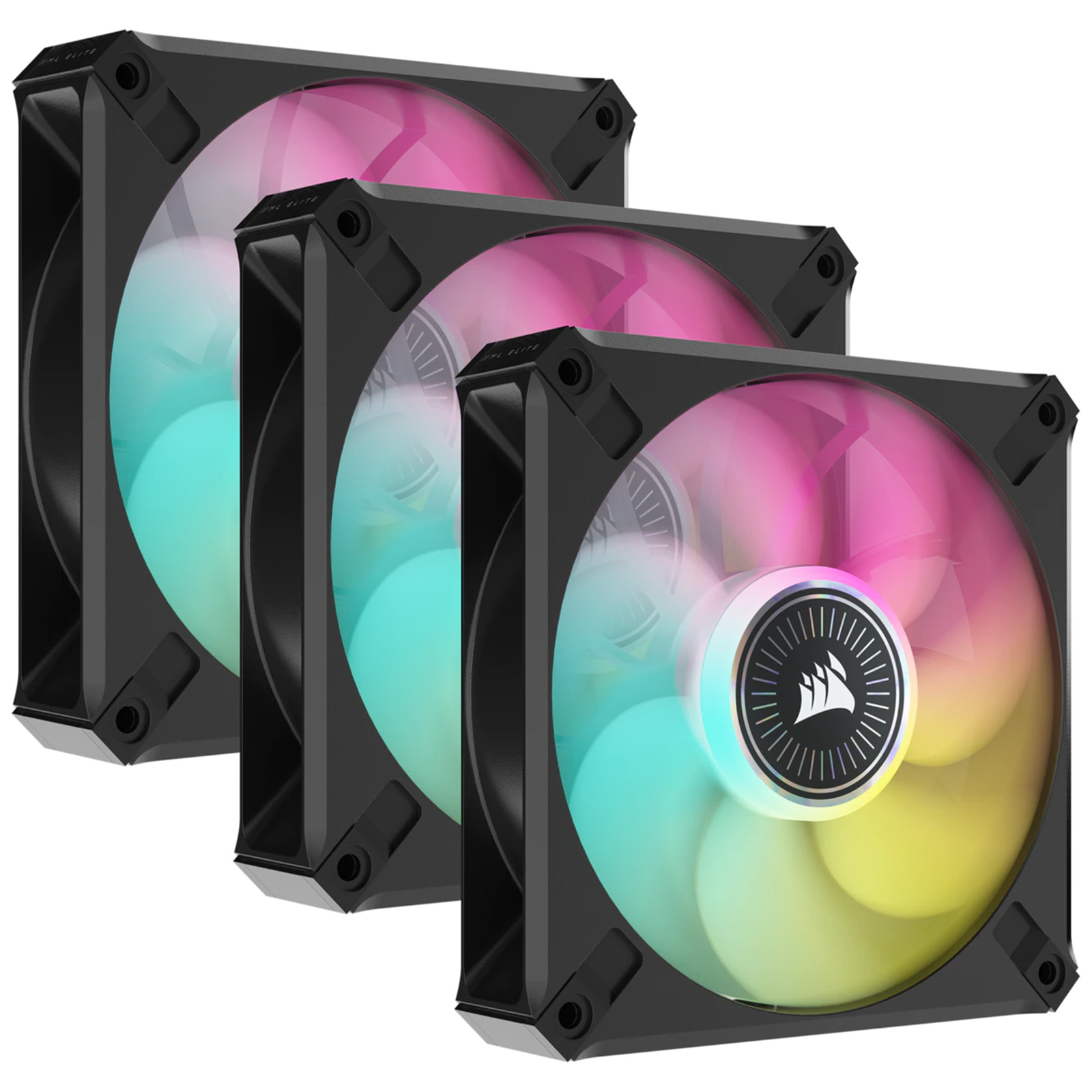 Corsair ML ELITE Series ML120 RGB ELITE 120mm Magnetic Levitation RGB Fan with AirGuide Triple Pack with Lighting Node CORE