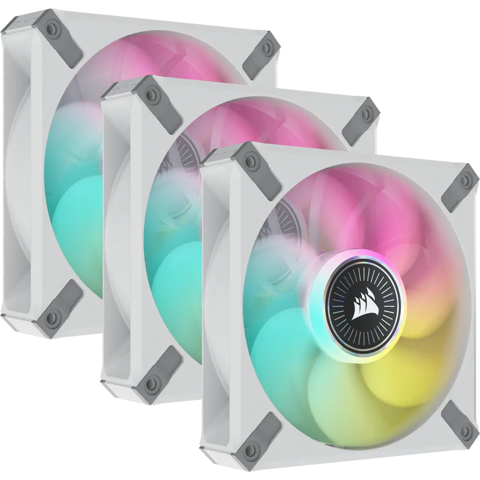 Corsair ML ELITE Series ML120 RGB ELITE White 120mm Magnetic Levitation RGB Fan with AirGuide 3 Pack with Lighting Node CORE
