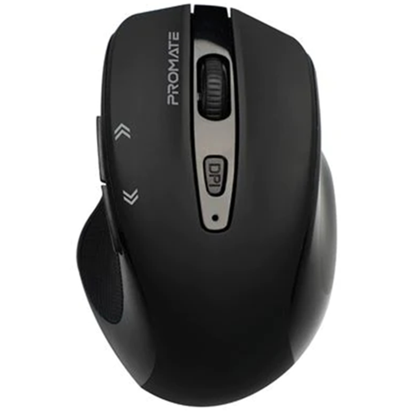 PROMATE EZGrip Ergonomic Wireless   Mouse with Quick Forward/Back Buttons. 800/1200/1600Dpi, 10m Working Range, Easy Plug & Play, 1x AA Battery, Nano Reciever, Compatible with Mac & PC. Black