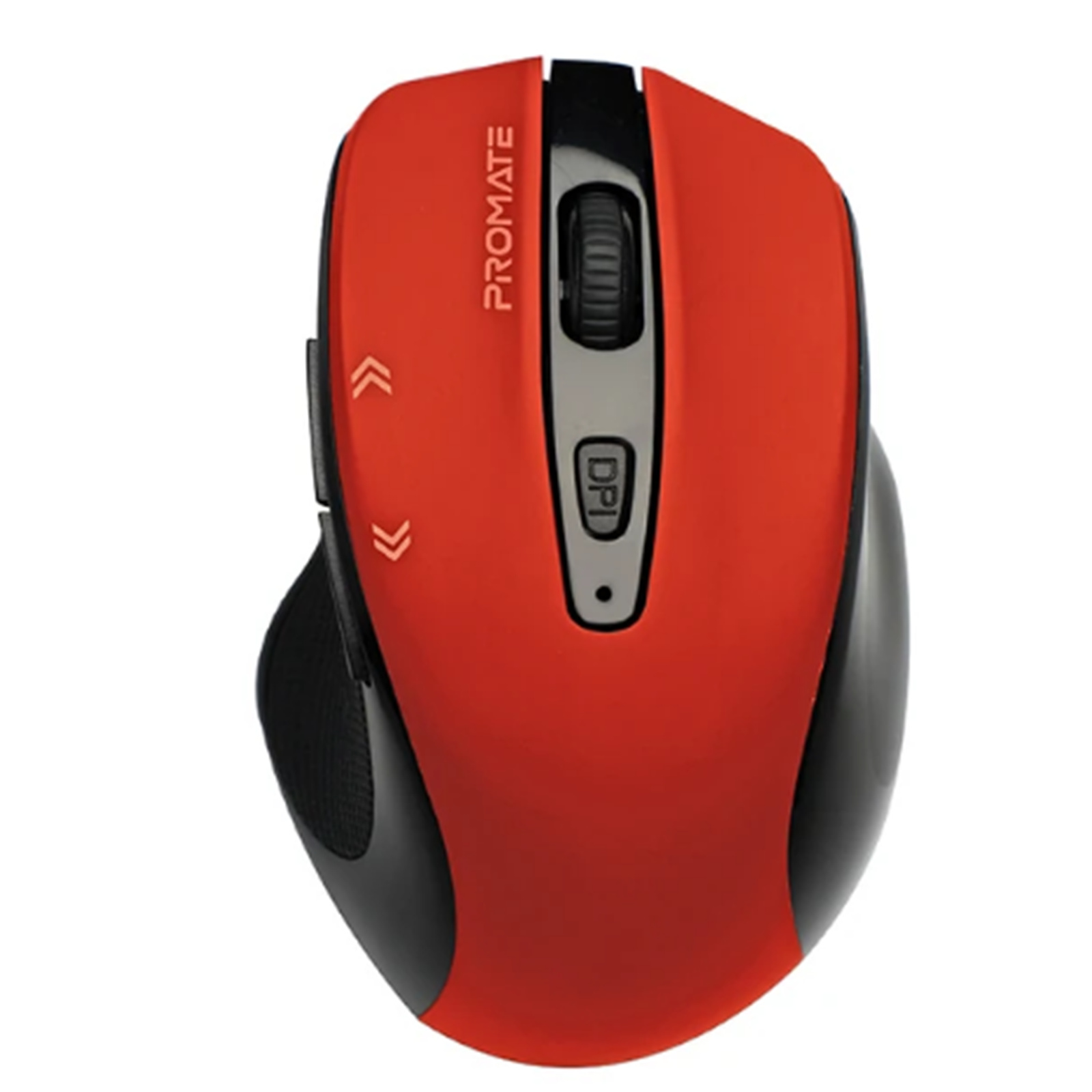 PROMATE EZGrip Ergonomic Wireless   Mouse with Quick Forward/Back Buttons. 800/1200/1600Dpi, 10m Working Range, Easy Plug & Play, 1x AA Battery, Nano Reciever, Compatible with Mac & PC. Red