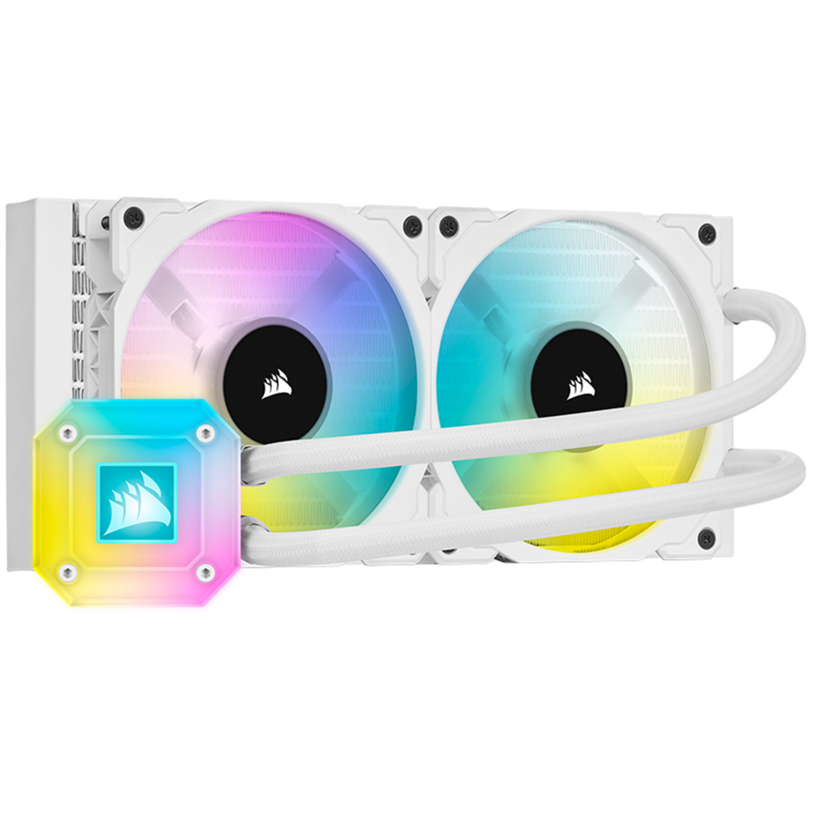 Corsair iCUE H100i ELITE CAPELLIX WHITE Liquid CPU Cooler 240mm Radiator, 2 X 120mm PWM Fans,       