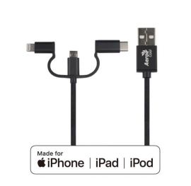 Aerocool Apple Certified 3 in 1 MFI Lightning To USB Cable, USB Type A to Lightning / Micro USB /   