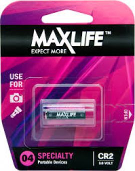 MAXLIFE CR2 Lithium 3V Battery.     1Pk.