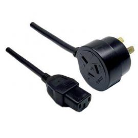 Dynamix 1.2M 3 Pin TAPON Ended Plug to IEC Female Connector 10A. SAA Approved Power Cord. BLACK