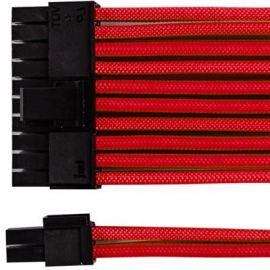 GGPC Braided Cable 20+4 Pin ATX Motherboard Power Extension Cable (24Pin, Red)(40cm)                