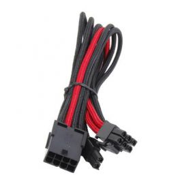 GGPC Braided Cable Graphics Card 6+2 Pin Power Extension Cable (8Pin, Red and Black)(40cm)          