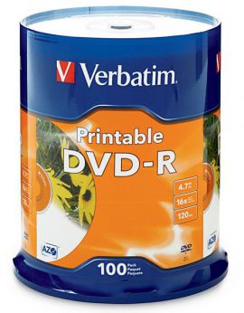 Verbatim DVD-R 4.7GB 100Pk White InkJet 16x