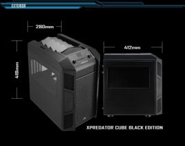 Aerocool Xpredator Cube-Black Case; mATX/Mini ITX; 20+14cm Fan Ctrl; 2xUSB3.0; HD Audio