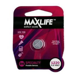 MAXLIFE CR1220 Lithium Button Cell  Battery. 1Pk.