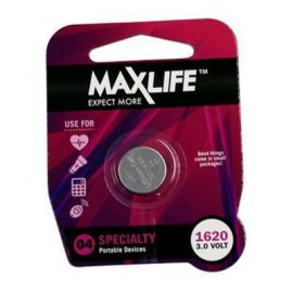 MAXLIFE CR1620 Lithium Button Cell  Battery. 1Pk.