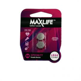MAXLIFE LR44 Alklaine Button Cell   Battery. 2Pk.