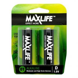 MAXLIFE D Alkaline Battery 2 Pack