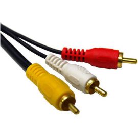 Dynamix 10M RCA Audio Video Cable, 3 to 3 RCA Plugs. Yellow RG59 Video, standard Red & White audio