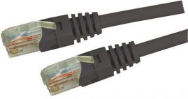 DYNAMIX 1M Cat5E Black UTP Patch    Lead (T568A Specification) 350MHz Slimline Molding & Latch Down Plug