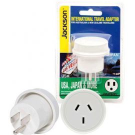 JACKSON Outbound Travel Adaptor.    Converts NZ/Aust Plugs for use in USA & Canada.