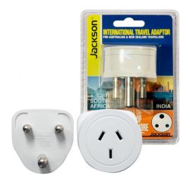 JACKSON Outbound Travel Adaptor.    Converts NZ/Aust Plugs for use in South Africa & Parts of India.