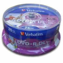 Verbatim DVD+R DL 8.5GB 25Pk White Wide IJ 8x