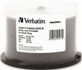 Verbatim DVD-R 4.7GB 50Pk White Wide Inkjet 16x