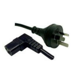 Dynamix 5M 3 Pin Plug to Right Angled IEC Female Connector 10A. SAA Approved Power Cord. BLACK