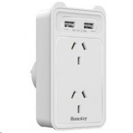 Huntkey SAC207, 2 Sockets Wall Charger with 2 USB Charging Ports USB Output: 5V, 2.4A