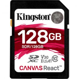 Kingston 128GB SDHC Canvas React 100R/70W CL10 UHS-I U3 V30 A1, up to 100MB/s read, and 70MB/s write