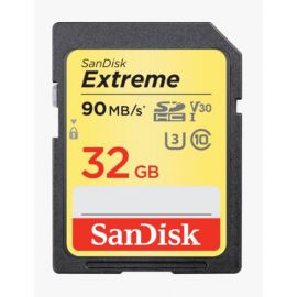 SANDISK EXTREME SDHC, SDXVE 32GB, V30, U3, C10, UHS-I, 90MB/S R, 40MB/S W, 4X6, LIFETIME LIMITED