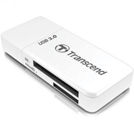 Transcend Compact F5 USB 3.0 WHITE Card Reader/ Writer Supports SDHC/SD/MMC/MicroSD/MicroSDHC       