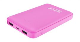 PROMATE 10000mAh Ultra-Slim Lithium  Polymer Power Bank. With Dual USB ports. 2 x 2A outputs. Pink