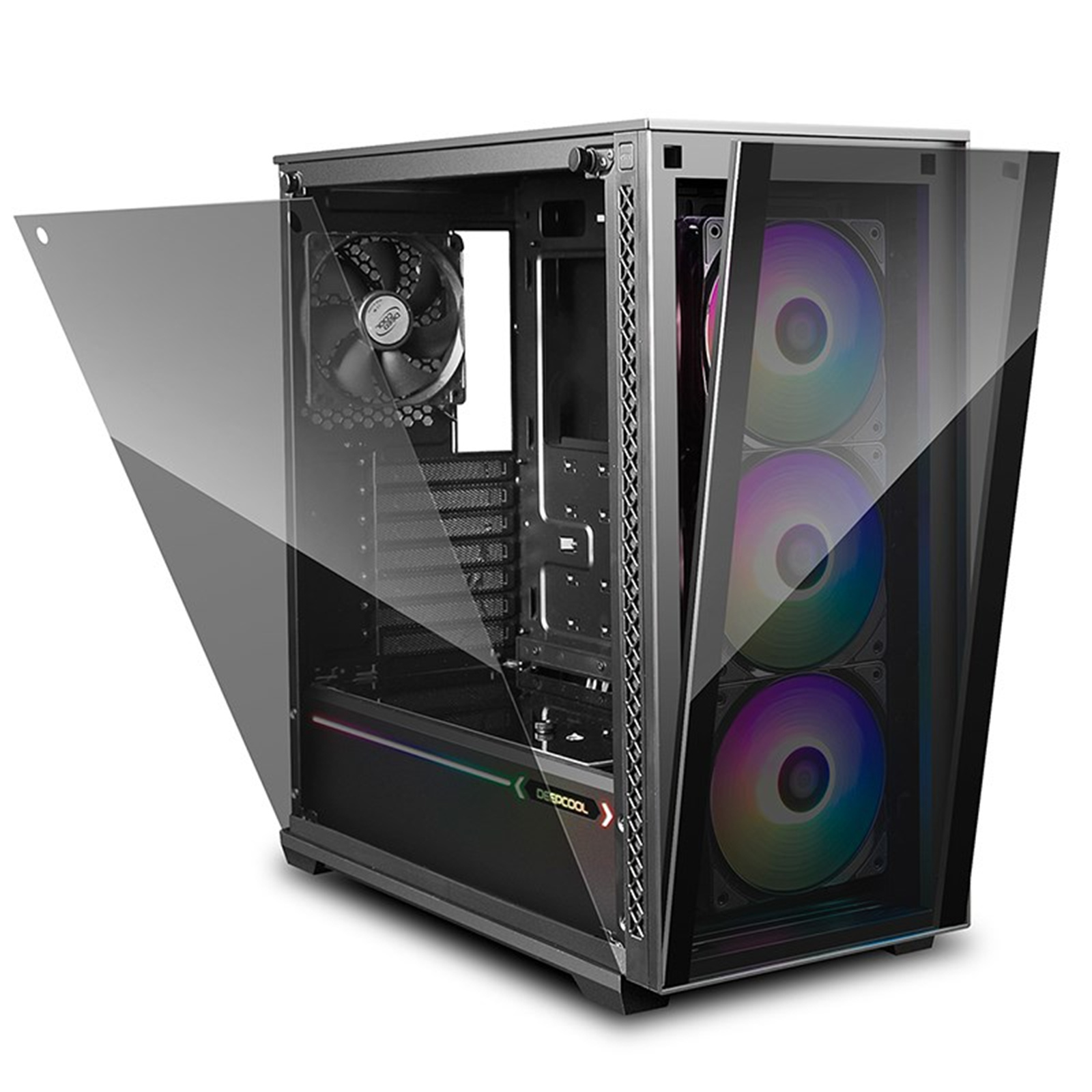 DEEPCOOL MATREXX 70 RGB 3F ATX Mid Tower Support E-ATX, Tempered Glass Side and Front Panels, 3x    