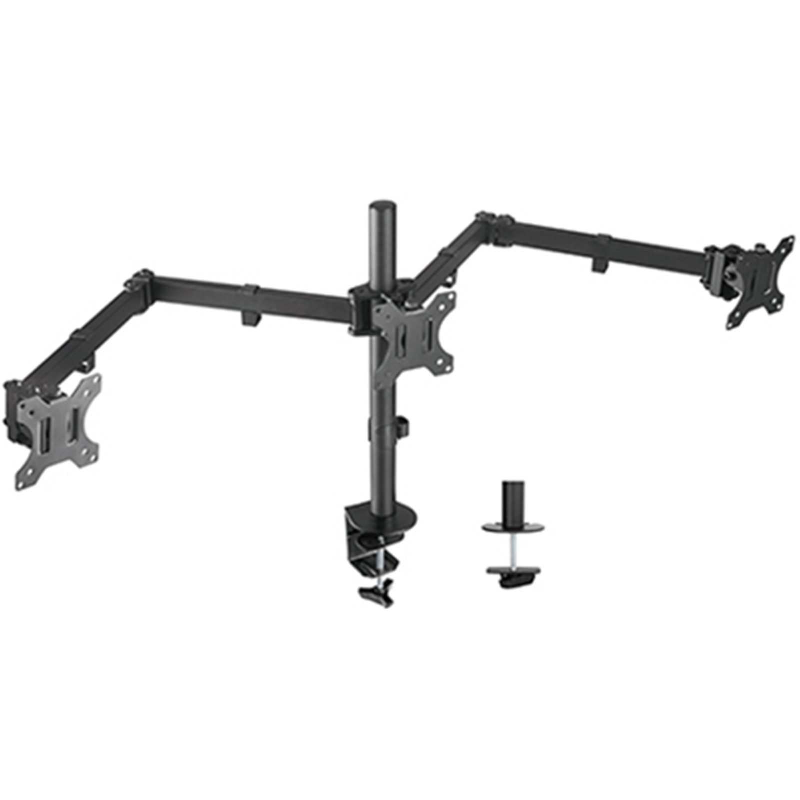 LUMI DTM12-C034N Triple Monitor Economy Articulating Stand Steel Aluminum Powder Coating Matte Black