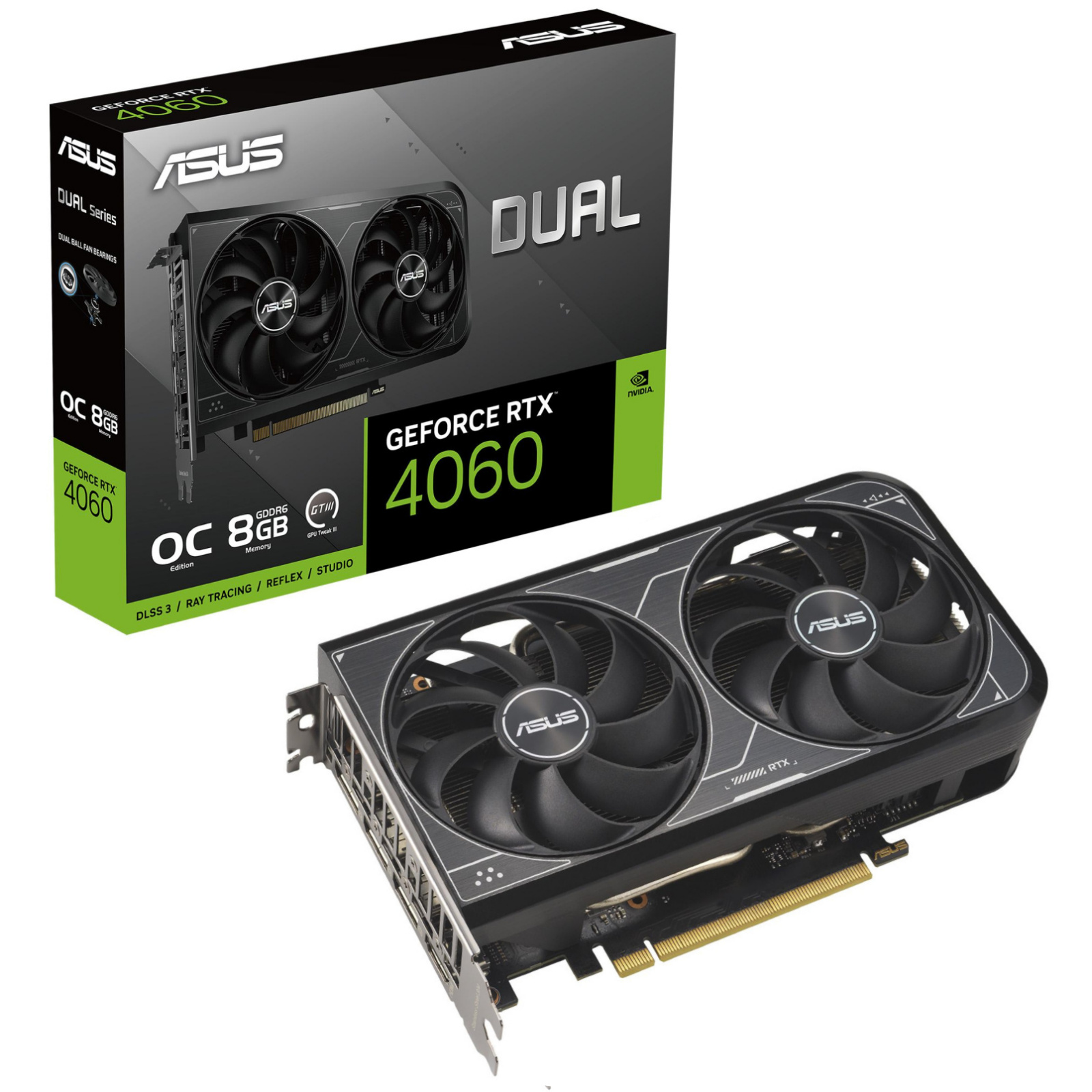 ASUS DUAL NVIDIA GeForce RTX 4060 OC 8GB GDDR6 Graphics Card 2.5 Slot - 1x 8 Pin Power - Minimum 550W PSU