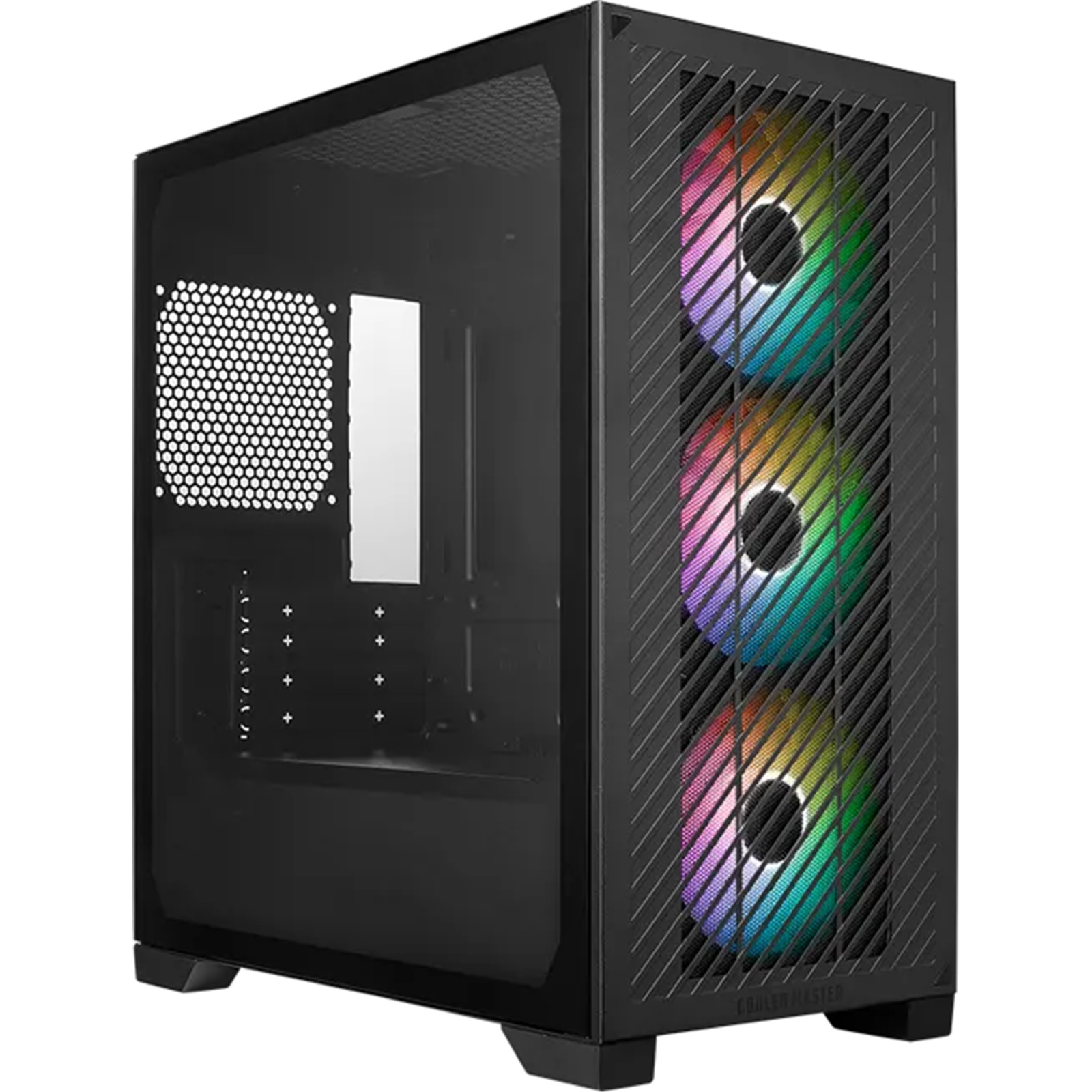 Cooler Master Elite 301 Black ITX/mATX Mini Tower Gaming Case Tempered Glass 3x120mm A-RGB Fan Pre-installed CPU Cooler Support Upto 163.5mm GPU Supports Upto 365mm 280mm Radiator Supported 4x PCI Slot Front I/O: 1xUSB 1x Type C HD AudioNo PSU