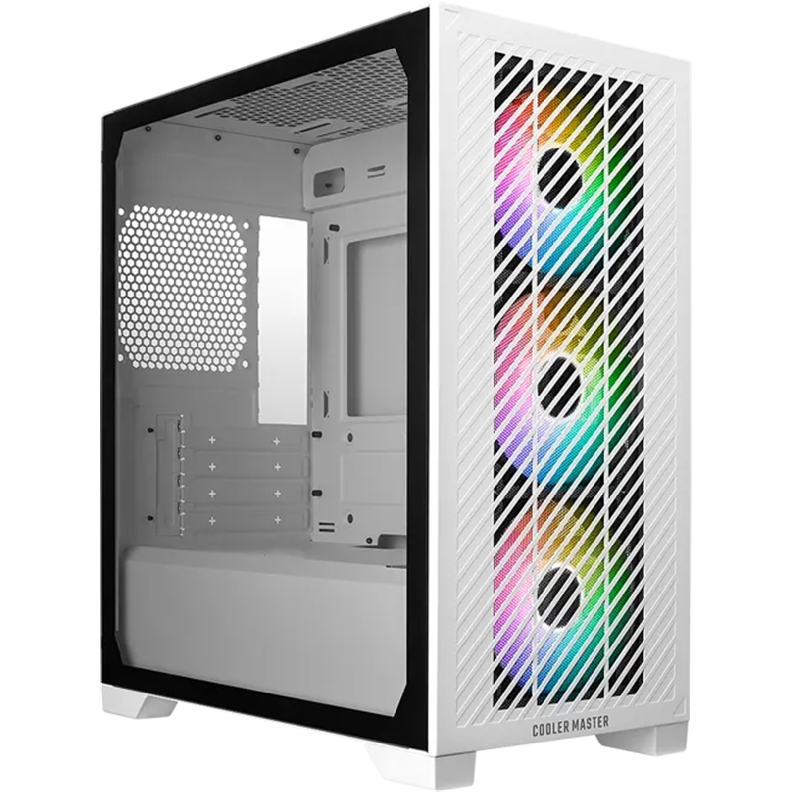 Cooler Master Elite 301 White ITX/mATX Mini Tower Gaming Case Tempered Glass 3x120mm A-RGB Fan Pre-installed CPU Cooler Support Upto 163.5mm GPU Supports Upto 365mm 280mm Radiator Supported 4x PCI Slot Front I/O: 1xUSB 1x Type C HD AudioNo PSU