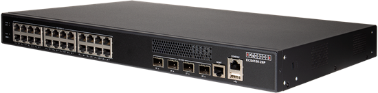 EDGECORE 24 Port Managed L2+/L3 Lite PoE Gigabit  Ethernet Switch with 4 x SFP+ 10G Uplink Ports. IPv6 Management with Low Power Consumption and Fanless Design. 30 Watts PoE+.