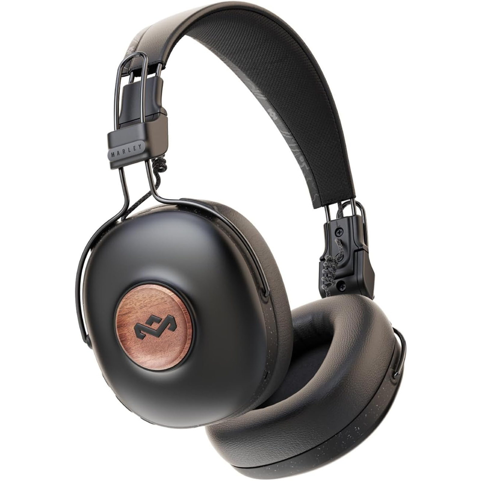 MARLEY Positive Vibration Frequency Wireless Over-Ear Headphones - Signature Black Sustainable materials - Premium wood & aluminium construction - Bluetooth 5.2 - Type-C quick charge + up to 34hrs battery life - Foldable durable carry bag included