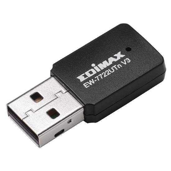 EDIMAX N300 Wi-Fi 4 Mini USB-A Wireless Adapter. Up to 300Mbps With Wireless 802.11b/g/n. WPS button. Link/Activity LED. Supports 802.11e WMM Wireless QoS 