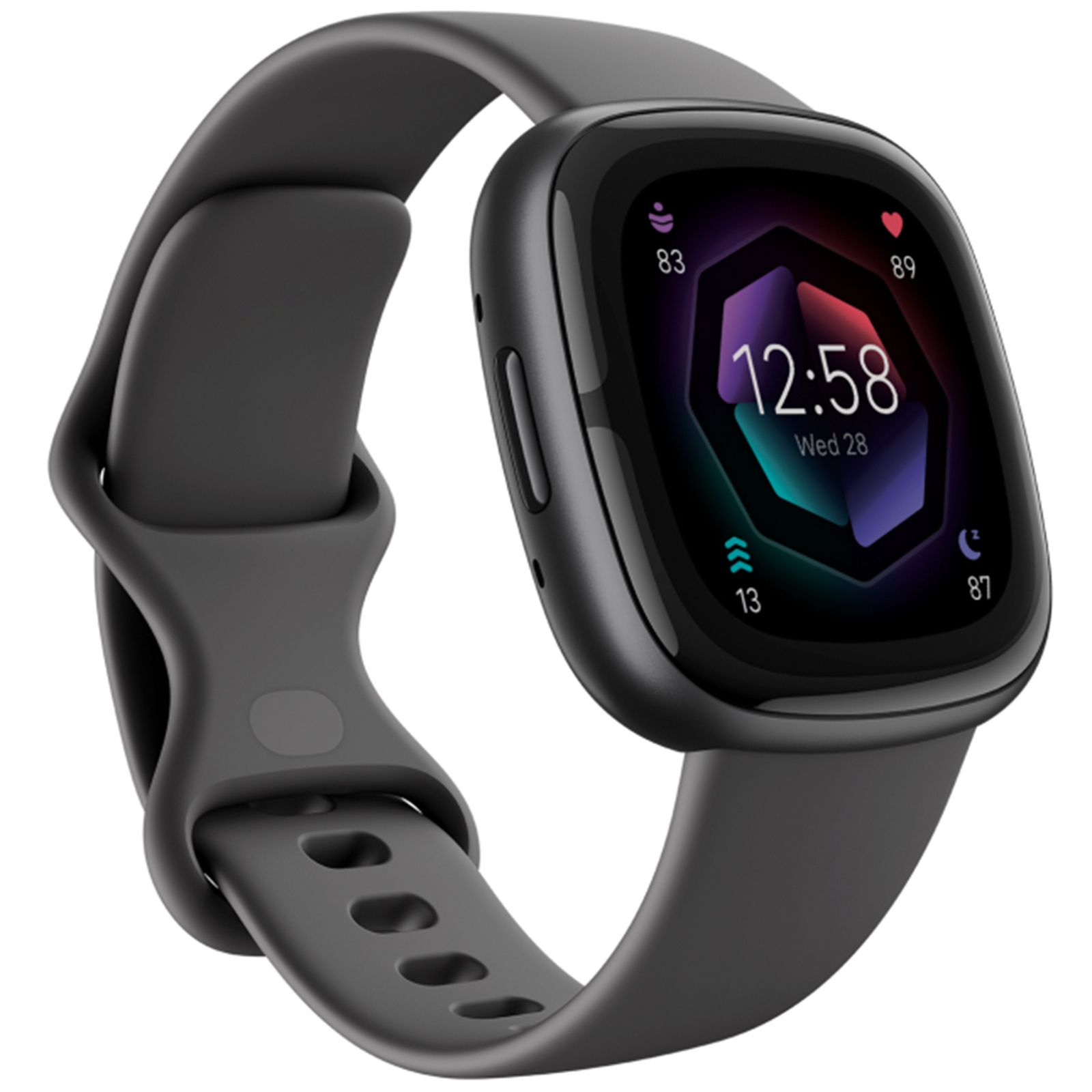 Fitbit Sense 2 Smart Watch - Graphite / Graphite Compatible ECG APP - Built-in GPS - 24/7 Heart Rate Tracking - Alexa Built-in - Oxygen Saturation Monitoring - Up to 6 day battery life