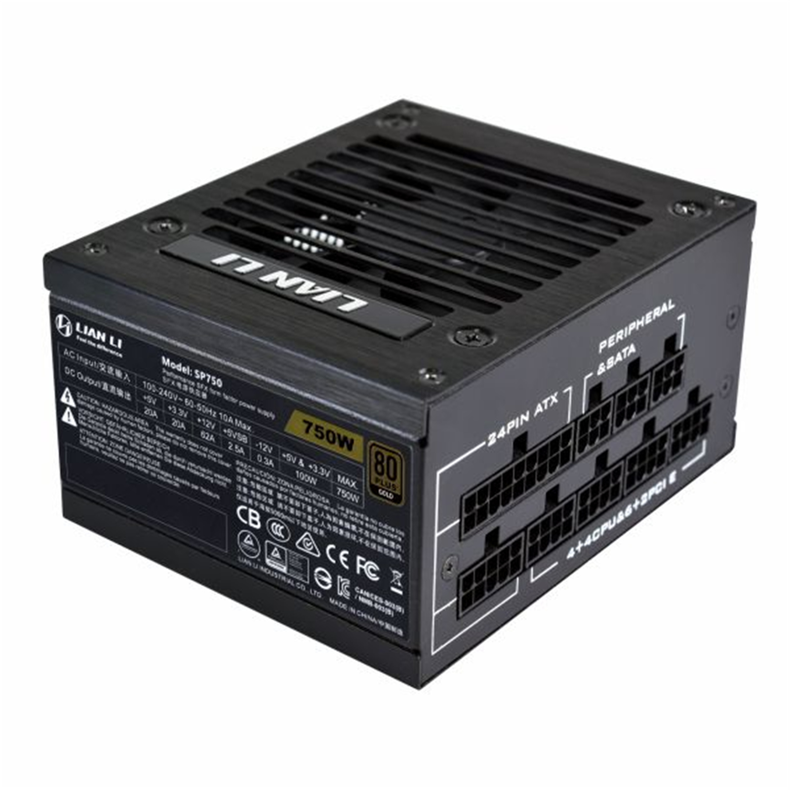 Lian Li SP750 750W 80Plus Gold SFX, Full Modular, Zreo RPM Mode Under 40% Load For Silent Operation 