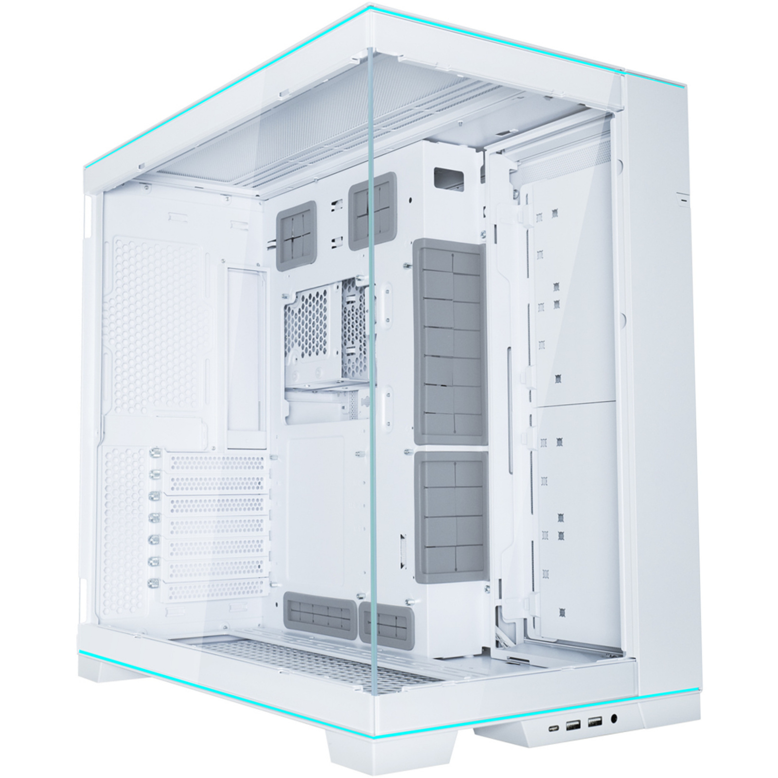 Lian Li O11D EVO RGB White ATX MidTower Gaming Case Tempered GlassCPU Cooler Support Upto 167mm GPU Support Upto 422mm 360mm Radiator Supported 8x PCI Slots Front: 2x USB 1x Type C HD Audio