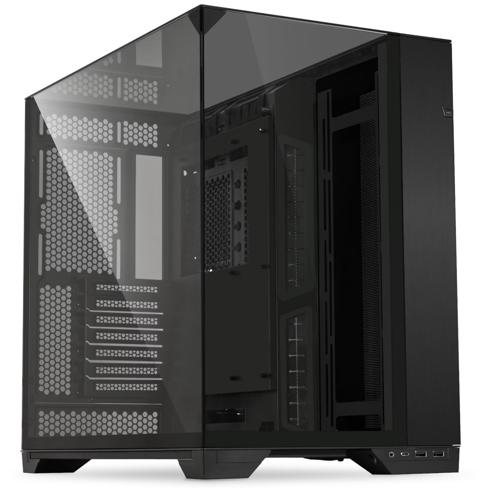 Lian Li O11 VISION Black ATX MidTower Gaming Case Tempered Glass CPU Cooler Support Upto 167mm GPU Support Up To 455mm 7x PCI 360mm Radiator Supported Front I/O: 2x USB 1x Type C HD Audio
